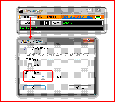 SkyGateOneⅡ ポート番号設定